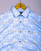Anzio Blue Jacquard Check Premium Giza Shirt