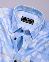Anzio Blue Jacquard Check Premium Giza Shirt