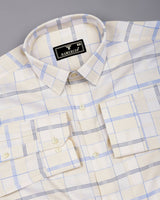 Anzio Cream Jacquard Check Premium Giza Shirt