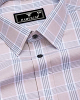 Boolean Dusty Pink With Gray Waffle Dobby Check Shirt