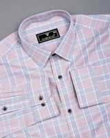 Boolean Dusty Pink With Gray Waffle Dobby Check Shirt