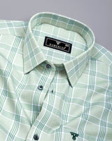 Boolean Pista Green Waffle Check Dobby Cotton Shirt