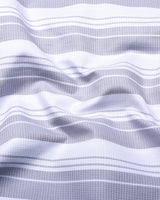 Litlin Gray With White Waffle Stripe Dobby Cotton Shirt