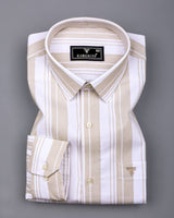 Litlin Cream With White Waffle Stripe Dobby Cotton Shirt