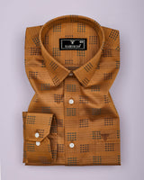 Catechu Mustard Jacquard Texture Premium Giza Shirt