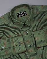 Catechu Green Jacquard Texture Premium Giza Shirt