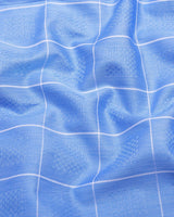 Lunar Blue With White Dobby Check Premium Giza Shirt
