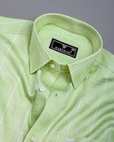 Lunar Green With White Dobby Check Premium Giza Shirt
