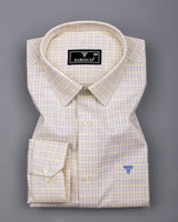 Edessa Cream With Blue Formal Check Premium Giza Shirt