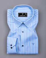 Titanic Blue With White Twill Stripe Premium Cotton Shirt