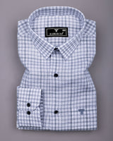 Corsor Gray With White Dobby Check Formal Cotton Shirt