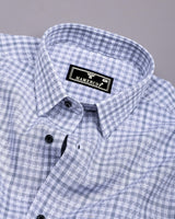 Corsor Gray With White Dobby Check Formal Cotton Shirt