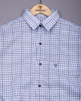 Corsor Gray With White Dobby Check Formal Cotton Shirt