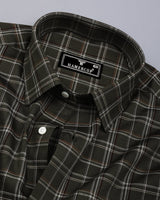 Nizomi Green With White Twill Check Dobby Cotton Shirt