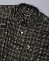 Nizomi Green With White Twill Check Dobby Cotton Shirt