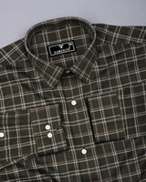 Nizomi Green With White Twill Check Dobby Cotton Shirt