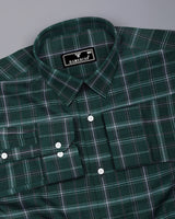 Zuri Green With White Check Dobby Cotton Shirt