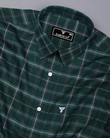 Zuri Green With White Check Dobby Cotton Shirt