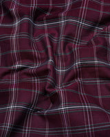 Zuri Wine With White Check Dobby Cotton Shirt