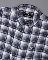 Opera Gray With White Twill Check Premium Cotton Shirt