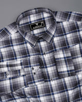 Opera Gray With White Twill Check Premium Cotton Shirt