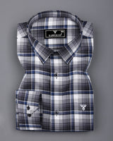 Opera Gray With White Twill Check Premium Cotton Shirt