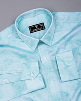 Mountain Aqua Blue Twill Premium Cotton Shirt