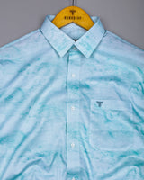 Mountain Aqua Blue Twill Premium Cotton Shirt