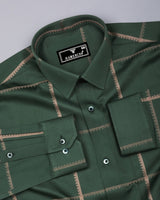 Glossy Green With Gray Jacquard Broad Check Premium Shirt