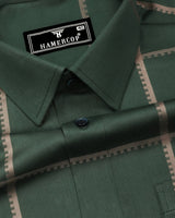 Glossy Green With Gray Jacquard Broad Check Premium Shirt