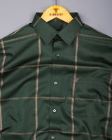 Glossy Green With Gray Jacquard Broad Check Premium Shirt