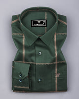 Glossy Green With Gray Jacquard Broad Check Premium Shirt