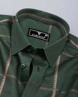 Glossy Green With Gray Jacquard Broad Check Premium Shirt