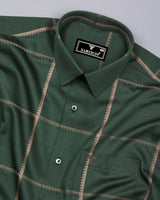 Glossy Green With Gray Jacquard Broad Check Premium Shirt