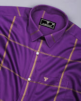 Glossy Purple With Golden Jacquard Broad Check Premium Shirt