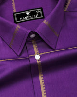 Glossy Purple With Golden Jacquard Broad Check Premium Shirt