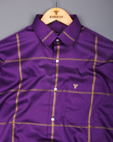 Glossy Purple With Golden Jacquard Broad Check Premium Shirt