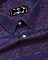 Rangoon Red With Green Stripe Purple Jacquard Cotton Shirt