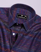 Rangoon Red With Green Stripe Purple Jacquard Cotton Shirt