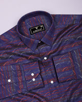 Rangoon Red With Green Stripe Purple Jacquard Cotton Shirt