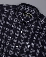 Blackstin With White Waffle Dobby Check Shirt
