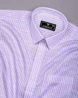 Wexford Purple With White Stripe Linen Cotton Designer Shirt
