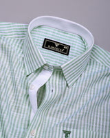 Wexford Green With White Stripe Linen Cotton Designer Shirt