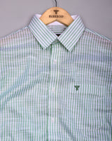 Wexford Green With White Stripe Linen Cotton Designer Shirt
