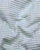 Wexford Green With White Stripe Linen Cotton Designer Shirt