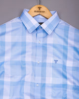 Canxa Blue With White Waffle Dobby Check Shirt