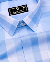 Canxa Blue With White Waffle Dobby Check Shirt