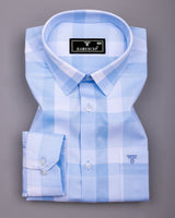Canxa Blue With White Waffle Dobby Check Shirt