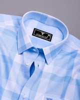 Canxa Blue With White Waffle Dobby Check Shirt