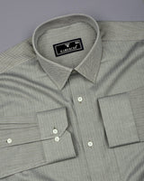 Pestry Green With White Stripe Premium Giza Shirt